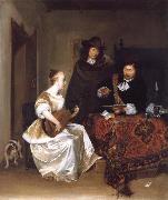 Gerard Ter Borch, A Woman Playing a Theorbo to Two Men